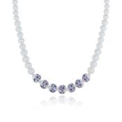 Ceramic Floral Pearl Silver Plated Necklace image