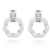 Circle of Pearls Silver Plated Earrings image