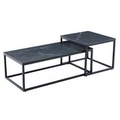 Cody Nest of Coffee Tables Black with Sintered Stone Top – Set of 2 Living Room Tables image