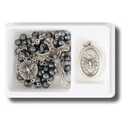 Confirmation Hematite Rosary and Medal Set image