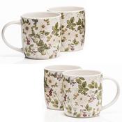 Newgrange Cream Floral Rose Set of 4 Mugs