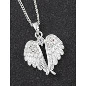 Crystal and Angel Wings Silver Plated Necklace image