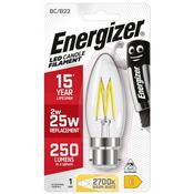 Energizer LED 2W Bulb (25W) B22 Clear Glass Candle Lamp image
