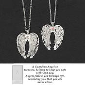 Equilibrium Silver Plated 3D Guardian Angel Wings Necklace image