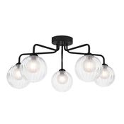 Feya 5 Light Semi Flush Black With Clear/Opal Glass - Home Lighting