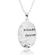 Floral Oval Friends Silver Plated Message Necklace image