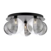 Foley 5 Light Flush Black &amp; Smoked/Clear - Flush Ceiling Light