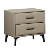 Faux Leather Locker with 2 Drawers Grey – Modern Grey Bedside Locker &amp; Faux Leather Nightstand image
