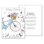 Happy Birthday 3D Card Bicycle and Flowers image