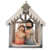 Holy Family Resin Nativity with Wooden Stable image