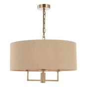 Jamelia 3 Light Pendant Antique Brass &amp; Taupe