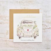 Just Married Wedding Card with Gold Foil