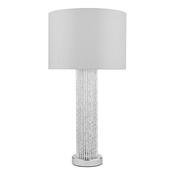 Lazio Table Lamp Satin Silver and Polished Chrome with Grey Shade – Modern Metal Table Lamp for Home Decor image