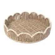 Leaf &amp; Loom Flower Round Paper Rope Tray Cream Border