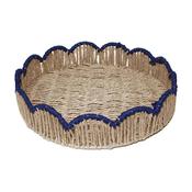Leaf &amp; Loom Flower Round Paper Rope Tray Navy Border