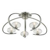 Leighton 5 Light Semi-Flush Satin Chrome Ceiling Light with Sugar Cane Glass Shades image
