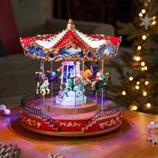 Light-Up Carousel Christmas Snow Scene