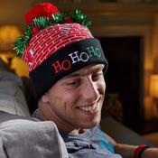 Light-Up Ho Ho Ho Christmas Beanie Hat image