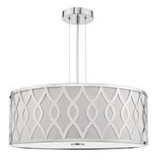 Locryn 4 Light Pendant Polished Chrome Ceiling Light with Ivory Drum Shade &amp; Acrylic Diffuser image