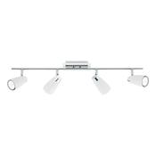 Loft 4 Light Bar Spotlight Matt White and Polished Chrome Finish – Modern Semi-Flush Light image