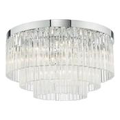 Logan 5 Light Flush Polished Chrome and Glass Tiered Crystal Ceiling Fitting for Home Decor image