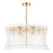 Loire 6 Light Pendant Natural Brass Ceiling Hanging Light with Slender Glass Rods Shade image