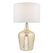Lolek Table Lamp Silver Mercury Glass with Ivory Faux Silk Shade – Elegant Home Decor Lighting image