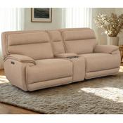 Louise 2 Seater Sofa Recliner with Console, USB Charging &amp; Cup Holders, Fabric Living Room Furniture image