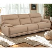 Louise 3 Seater Sofa Electric Recliner Taupe Fabric Sofa with USB Charging Ports image