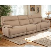 Louise 3 Seater Sofa Recliner with Console Taupe – Electric Living Room Fabric Sofa with USB Charging &amp; Storage image