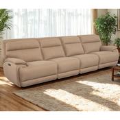 Louise 4 Seater Sofa Electric Recliner Taupe with USB Charging Ports – Large Fabric Living Room Couch image