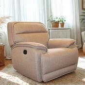 Louise Fabric Electric Recliner Chair Taupe with USB Charging for Living Room Furniture image