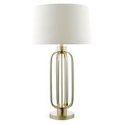 Lucie Table Lamp Satin Brass with Natural Linen Shade – Sculptural Metal Lighting Collection image