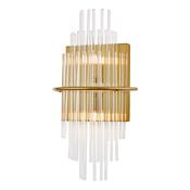 Lukas 2 Light Wall Light Antique Gold with Glass Rods Shade – Elegant Wall Lamp for Home Decor image