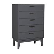 Luna Chest of Drawer Tall Dark Grey – Modern Wooden 5 Drawer Bedroom Furniture Storage Unit image