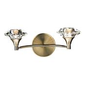 Luther 2 Light Wall Light Antique Brass with Crystal Glass Shades – Modern Wall Lamp for Home Decor image