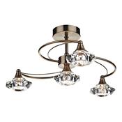 Luther 4 Light Semi-Flush Antique Brass with Crystal Glass Shades, Elegant Home Lighting Fixture image
