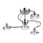 Luther 4 Light Semi-Flush Satin Chrome - Semi Flush Ceiling Light with Crystal Glass Shades image