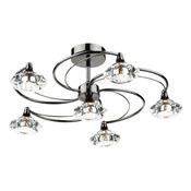 Luther 6 Light Semi-Flush Polished Black Chrome Crystal Semi Flush Ceiling Light, Contemporary Lighting Collection image