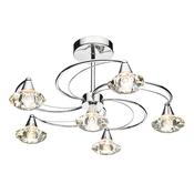 Luther 6 Light Semi-Flush Polished Chrome Crystal Ceiling Light – Modern Lighting Collection Fixture for Home Decor Interiors image