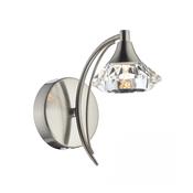 Luther Wall Light Satin Chrome with Crystal Glass Shade – Contemporary Wall Lamp for Modern Home Decor image