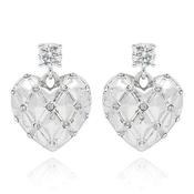 Luxe Tag Quilted Effect Silver Plated Earrings image