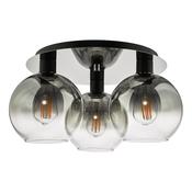 Lycia 3 Light Flush Matt Black and Smoked Ombre Glass Shade - Ceiling Mount Lighting Collection image