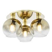 Lycia 3 Light Flush Satin Gold and Gold Ombre Glass Shade | Elegant Flush Light for Low Ceilings image