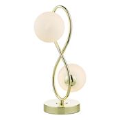 Lysandra 2 Light Table Lamp in Polished Gold with Opal Glass Shades – Home Decor Lighting Collection Metal Table Lamp image