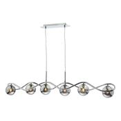 Lysandra 6 Light Bar Pendant Polished Chrome and Smoked Glass Shades Ceiling Light for Home Decor image