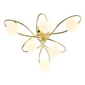 Lysandra 6 Light Semi-Flush Polished Gold and Opal Glass Shades Modern Ceiling Light Collection image