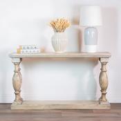 Marwood Pillars 150cm Console Table – Rustic Wooden Living Room Table