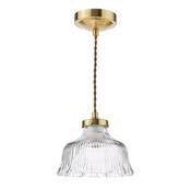 Maude Pendant Natural Brass with Ribbed Glass Shade Hanging Pendant Light for Home Decor image