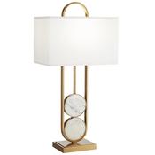 Metal And Marble Table Lamp – Modern Antique Brass Table Lamp with White Rectangular Shade | Lighting Collection image